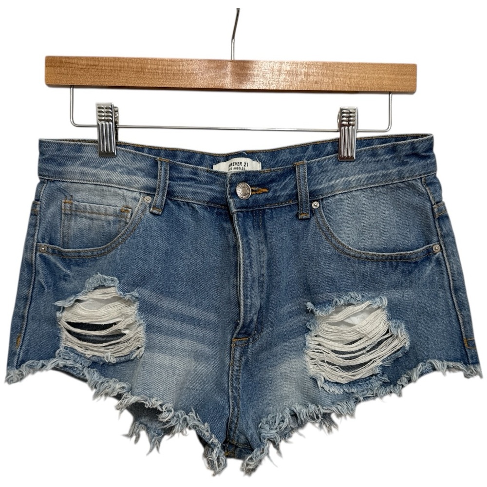 Forever 21 Blue Distressed Jean Shorts